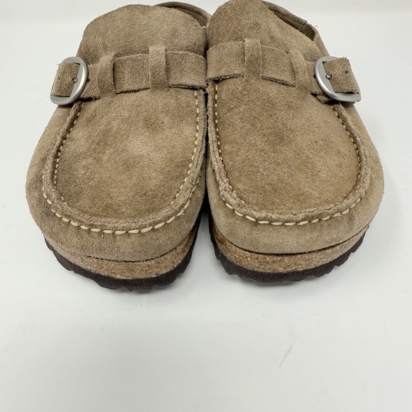 New Birkenstock Buckley Suede Leather Clogs Gray Taupe Sz 38 - Picture 9 of 12
